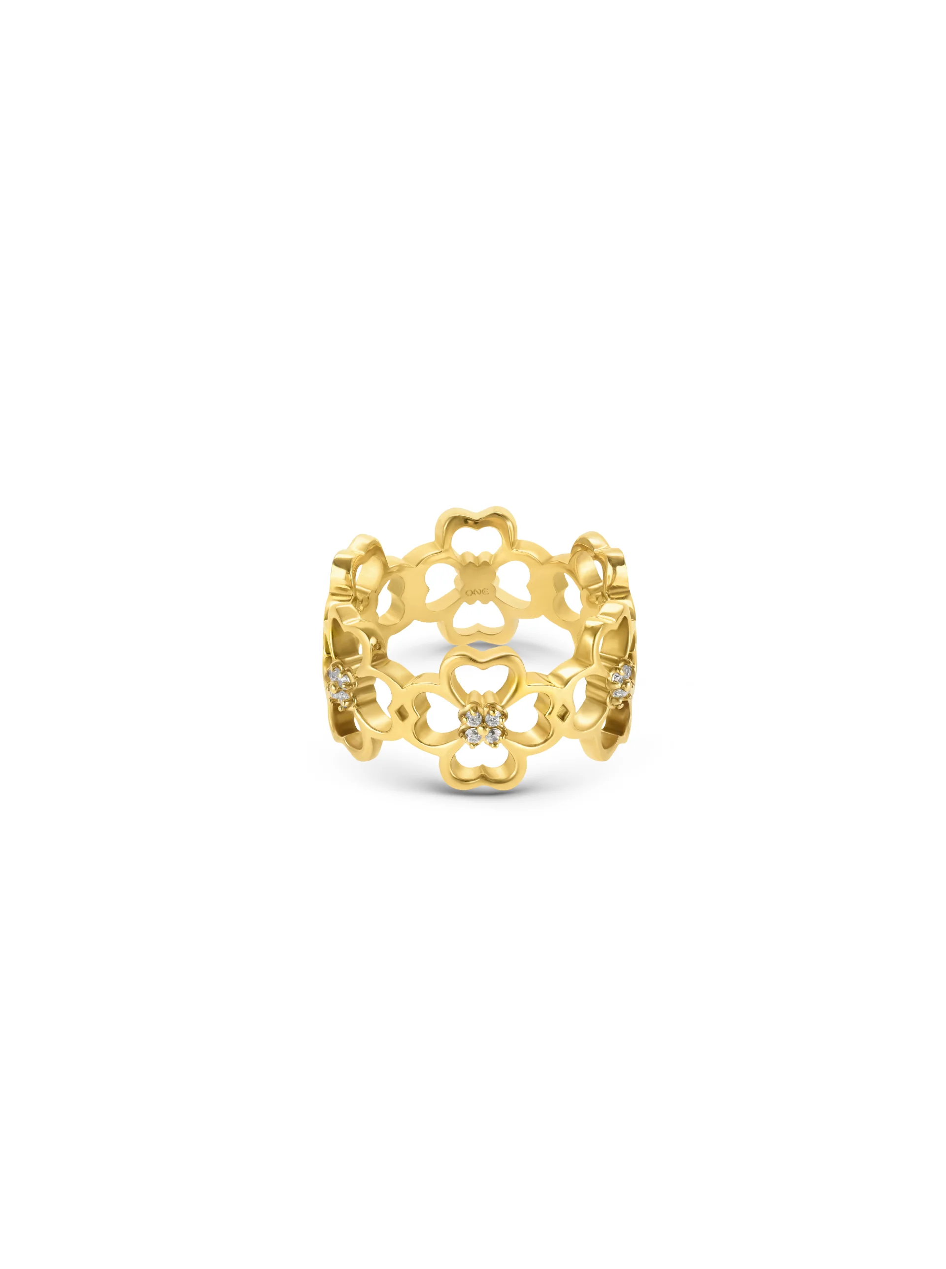 Anel One Lucky Flower Crystal Gold - Image 3